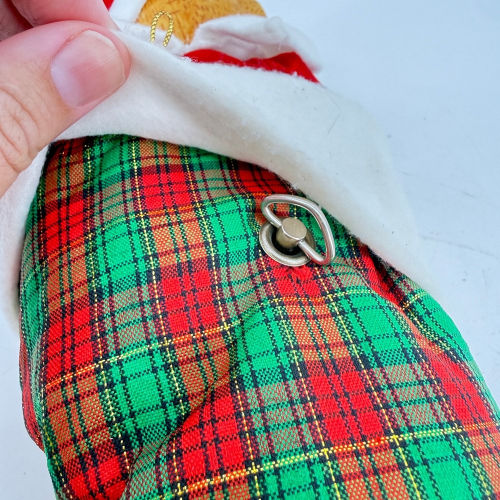 Jing'l Christmas Musical Teddy Bear Vintage Stocking Ornament 1985 Working 12" - Picture 8 of 14